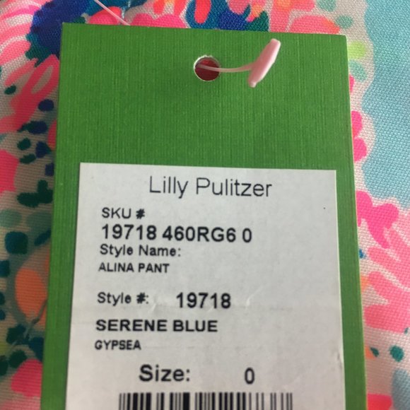 Lilly Pulitzer Serene Blue Gypsea Alina Slim Pants Size 0 Colorful Vacation NWT - Picture 9 of 11